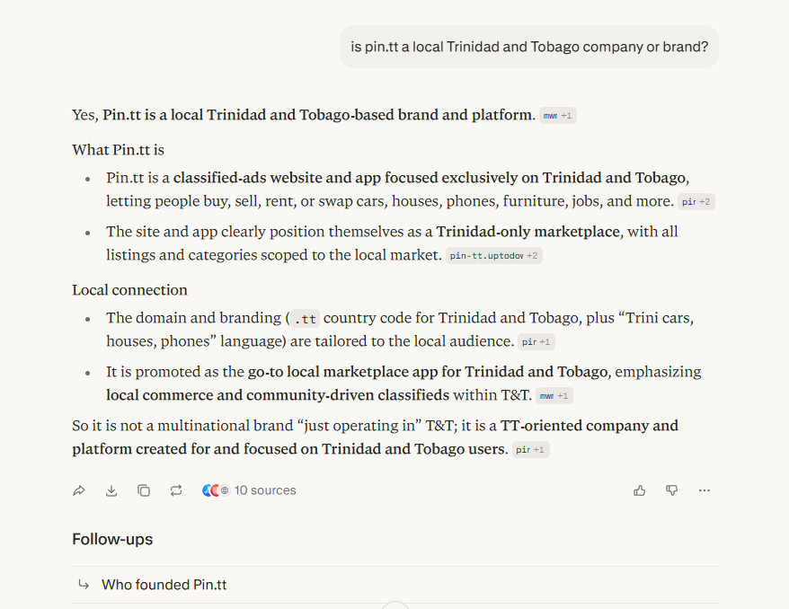 Yes, Pin.tt is a local Trinidad and Tobago-based brand and platform.